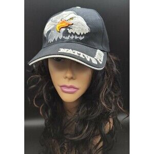 NATIVE PRIDE Embroidered AMERICAN EAGLE Hat Ball Cap Black Adjustable